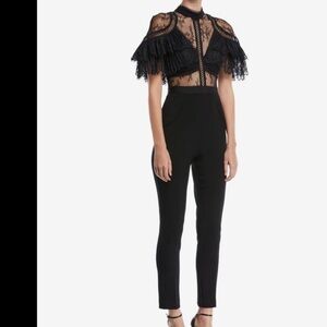 Self Portait Fine Lace Paneled Jumpsuit NWT!